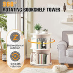 RUNSUNSPRI 2 Tier Rotating Bookshelf Tower Spinning Bookshelf Revolving - Image 5
