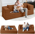 Folding Bean Bag Chair for Adults, 3-in-1 Bean Bag Couch Faux Fur Floor Sofa by Cansunna