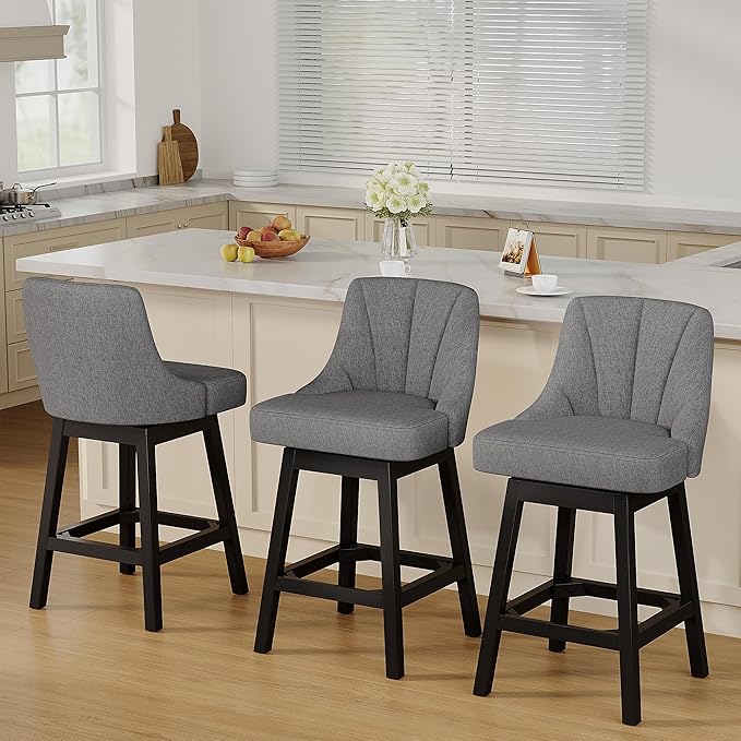 YaFiti Swivel Bar Stools Set of 3, 26 Inch Counter Height Bar Stools - Image 7