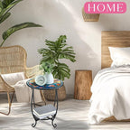 Cinnvoice Outdoor Side Table Round Small Mosaic Patio Accent Indoor End Plant - Image 4