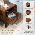 Bme Millie Solid Acacia Wood Rustic Nightstand - Image 3