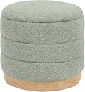 Round Storage Ottoman with Reversible Tray Lid, Folding Chenille Fabric by ZOLANOful