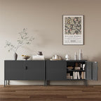 Metal Storage Cabinet, 2 Door TV Stand, Metal Mesh Accent Cabinet, Magnetic - Image 2