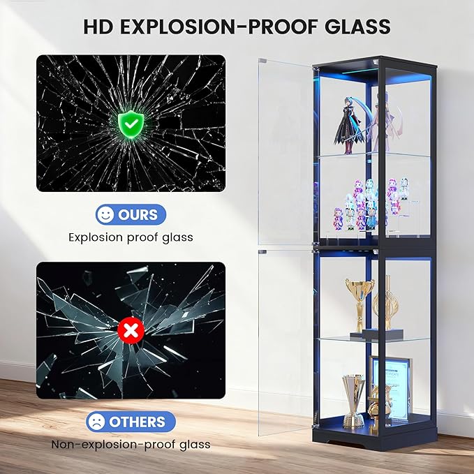 Glass Display Cabinet with Doors, Bookcase - Image 6