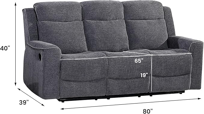 Betsy Furniture Soft Microfiber Manual Reclining Sofa w/Dropdown Table - Image 2