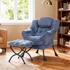 Lazy Chair with Ottoman, Modern Accent Chair Contemporary Lounge Leisure Sofa - Image 2