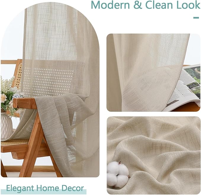Chyhomenyc Semi Sheer Curtains 96 Inches Long 2 Panels - Image 8