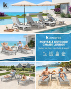 KINGYES HDPE Lounge Chair Outdoor Set of 4, Patio Chaise Lounge Recliner - Image 8