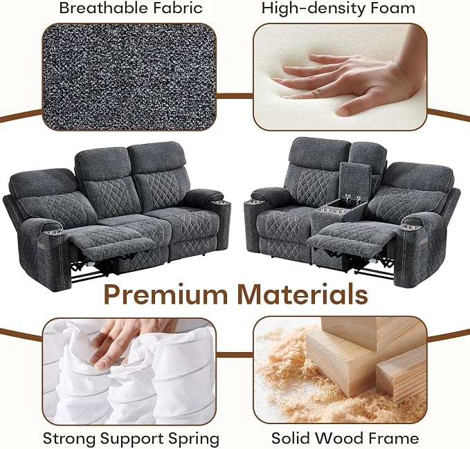 HAOMARKETS Power Oversized Reclining Sofa Couch Set of 2 - Image 7