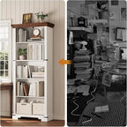 5-Tier Farmhouse Bookshelf, 61.1 inch Tall Bookcase - Image 5