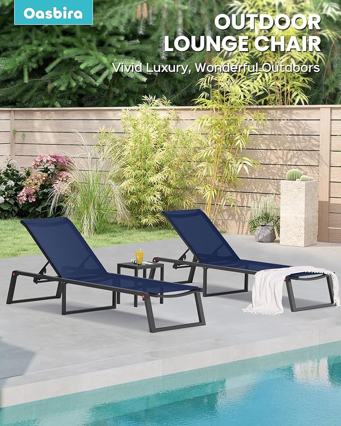 Aluminum Chaise Lounge Chair Outdoor, Foldable& No Assembly Patio Pool Lounge - Image 7