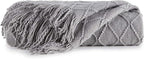 BOURINA Light Grey Throw Blanket 60x80 Inches Throw Textured Solid Soft Sofa - Image 6
