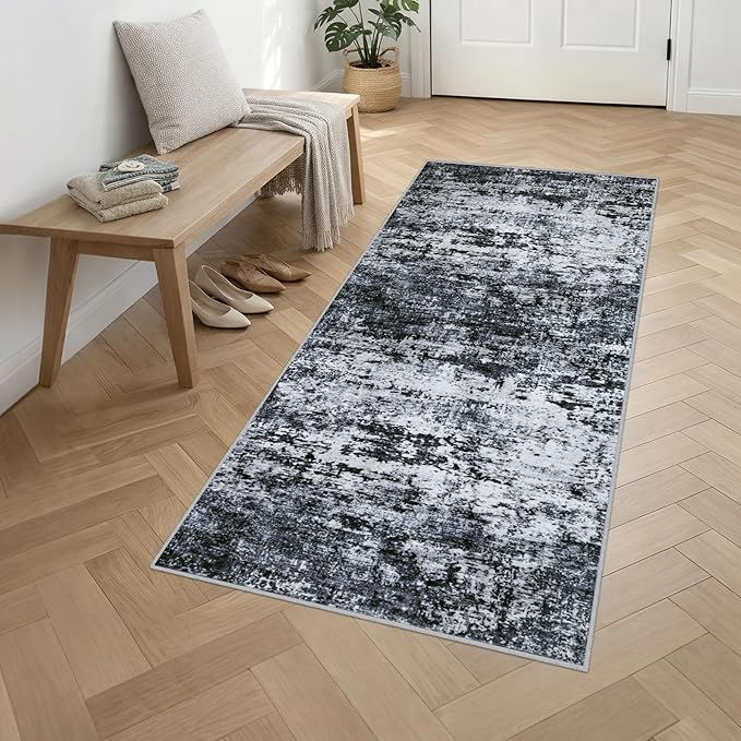 Washable Area Rug 3x8 Entryway Rug: Washable Modern Abstract Soft Thin Rug - Image 3