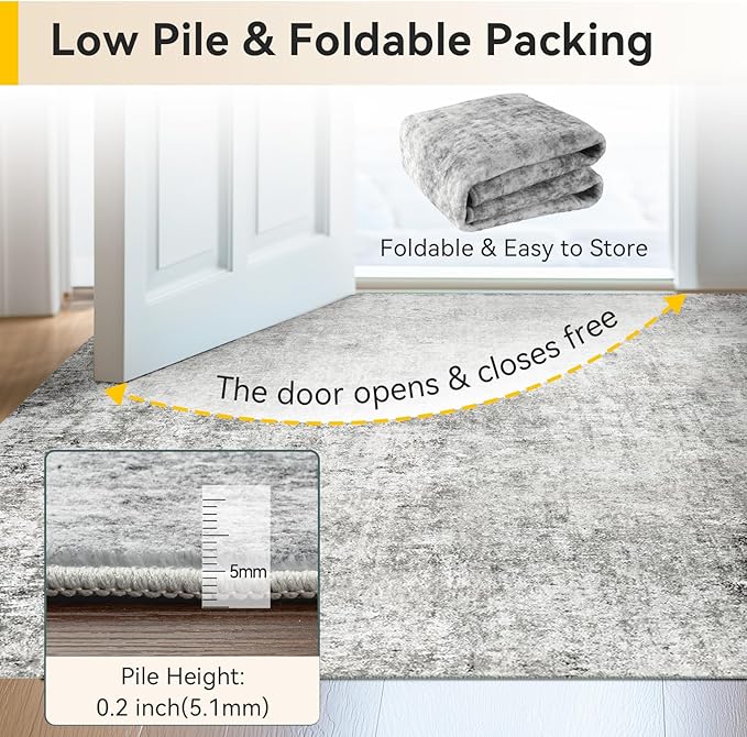 RELEANY Washable Area Rugs 6'x9' Non-Slip Modern Abstract Soft - Image 7