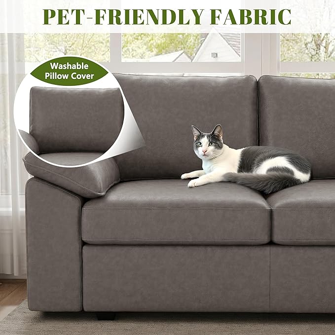108 Inch Faux Leather Modular Sectional Sofa - Image 8