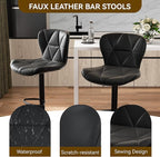 Nalupatio Modern Bar Stools Set of 4, Adjustable Faux Leather Upholstered - Image 3