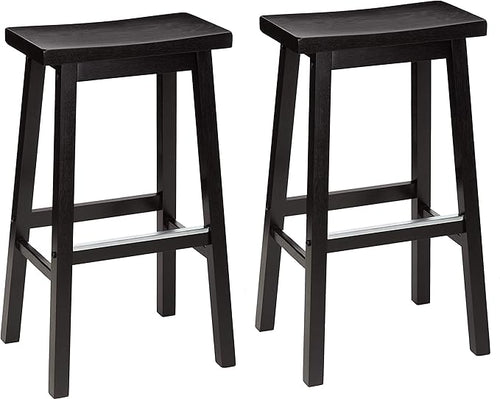 Amazon Basics Solid Wood Saddle-Seat Counter Height Bar Stools by AmazonBasics