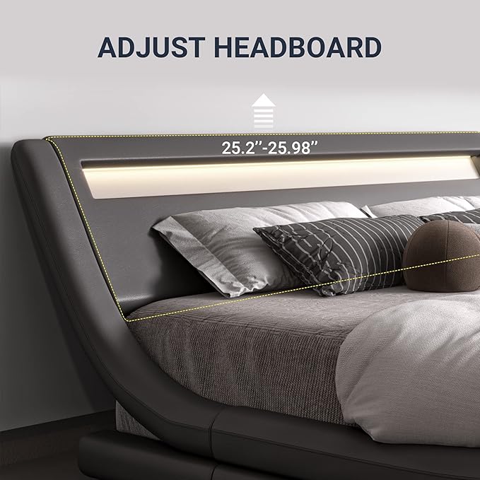 Allewie Queen Size LED Platform Bed Frame - Image 4