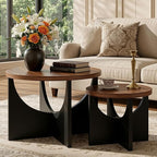 LIKIMIO Nesting Coffee Tables Set of 2, 23.6" Small Round Side Tables by LIKIMIO