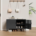 Metal Storage Cabinet, 2 Door TV Stand, Metal Mesh Accent Cabinet, Magnetic - Image 5
