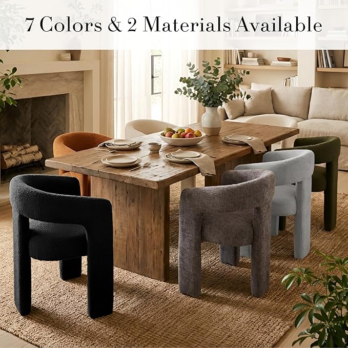 Modern Chenille Dining Chairs Set of 4, Upholstered Barrel Chairs - Image 6