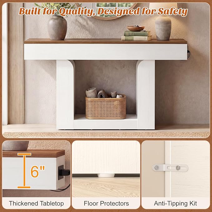 Homieasy Console Table, Farmhouse Wooden Sofa Table Behind Couch, Narrow - Image 6