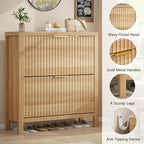 YOMILUVE Shoe Cabinet Storage for Entryway, Fluted Shoe Cabinet - Image 6