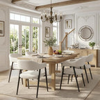 HNY Modern Dining Room Arm Chairs Set of 6, Faux Sherpa Boucle Upholstered by HNY