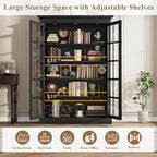 QUW Modern 65" Tall Display Cabinet, Farmhouse Curio Cabinets - Image 6
