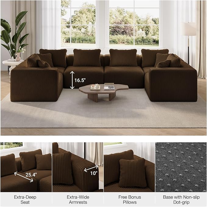 Novilla 141" Modular Sectional Sofa, Modern Cloud Sectional Couch - Image 7