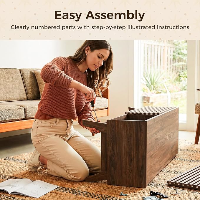 AODK 59" TV Stand for 55"/60"/65" TVs, Mid-Century Modern Fluted Entertainment - Image 6