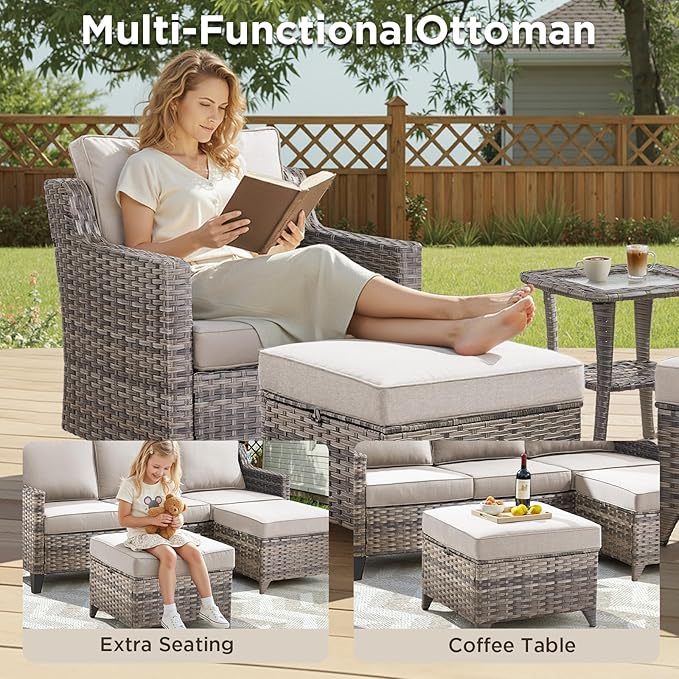 Buenhomino Outdoor Patio Furniture Set-PE Wicker Sofa Couch - Image 3