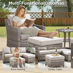 9 Piece Patio Furniture Set-All Weather Outdoor Conversation Sets Sectional Sofa - Image 4