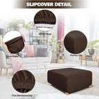 NeColorLife Rectangle Ottoman Cover Jacquard Fabric Slipcover Thick Stretchable - Image 2