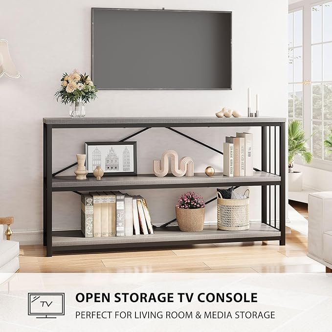 LVB Farmhouse Industrial Console Table, Wood Metal Foyer Entryway Sofa Tables - Image 9