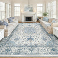 RELEANY Area Rugs 10'x14' Washable Non-Slip, Floral Vintage Distress Print by RELEANY