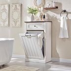 IFGET Tilt Out Trash Can Cabinet, 10 Gallon Farmhouse Laundry Hamper Cabinet - Image 6