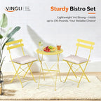 VINGLI Outdoor Folding Bistro Table and Chairs Set of 2, 3-Piece Bistro Set - Image 3