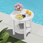 SERWALL Round Outdoor Side Table, HDPE Small Adirondack End Table, 2-Tier Patio - Image 11