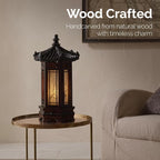 Antique Alive Traditional Korean Wood Lamp | Handmade Asian Oriental Table - Image 2