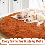 Amdrebio Burnt Orange Large Round Rugs 7Ft - Image 2