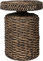 JONATHAN Y Marisol 24" Round Brown Woven Water Hyacinth Side Table by JONATHANY