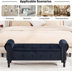 Storage Bench for Bedroom, Velvet 51" End of Bed Bench, Queen Size Bench - Image 5