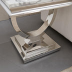 Henf Marble End Table Modern White Faux Marble Sofa Side Table - Image 6