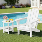 SERWALL Round Outdoor Side Table, HDPE Small Adirondack End Table, 2-Tier Patio - Image 2