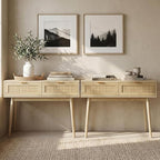 HOPUBUY Console Table Rattan Desk - Image 4