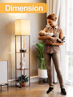 Floor Lamp with Shelves for Living Room Walnut Brown, Shelf Floor Lamp with 3 - Image 4