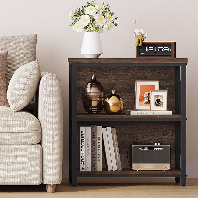 FATORRI Small Bookshelf, Rustic Book Shelf - Image 7
