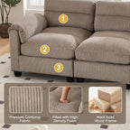 HAOMARKETS Corduroy Sofa Set, Upholstered Loveseat, and 3-Seater Couch - Image 3