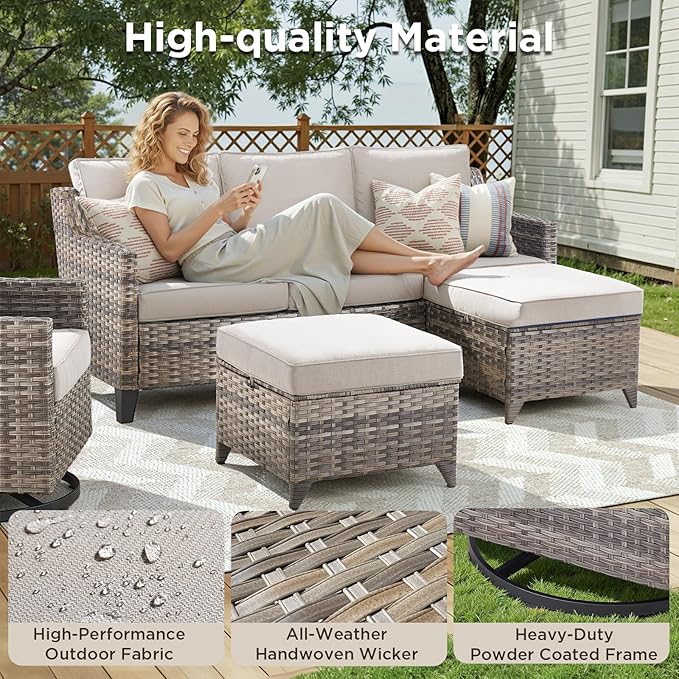 Outdoor Patio Furniture Set-7 Pieces All-Weather Wicker Outdoor Furniture - Image 3